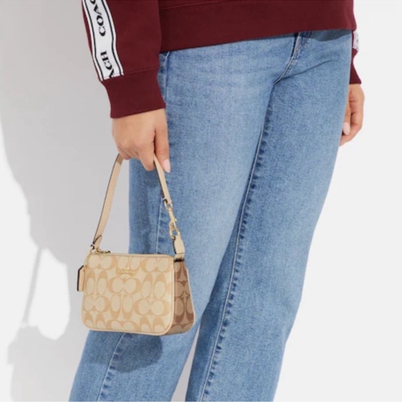 Coach Nolita 19 In Blocked Signature Canvas Gold/Light Khaki/Ivory Multi - Picture 8 of 14